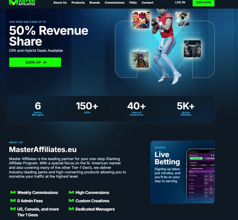 Master Affiliates website & screenshot